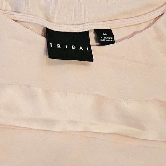 TRIBAL, Light pink pullover sleeveless ruffle layered blouse - Picture 11 of 11